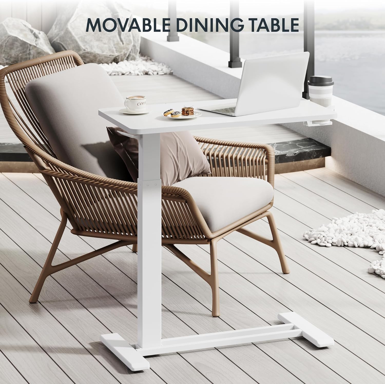 Hidden Casters Adjustable Bedside Table
